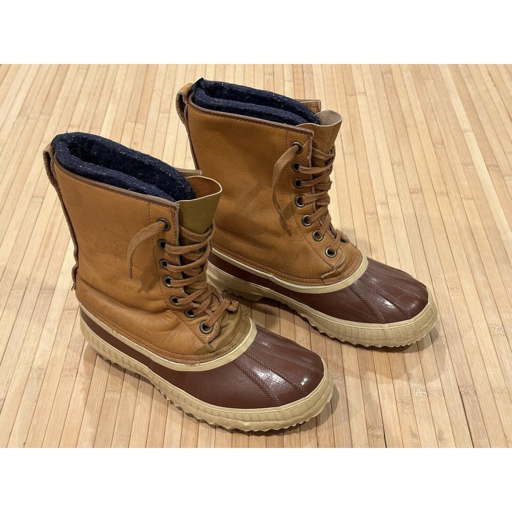 Sorel VTG Cheyenne Rawhide Leather Insulated Rubber Duck Boots Sz 6 / 7 Or 5 M